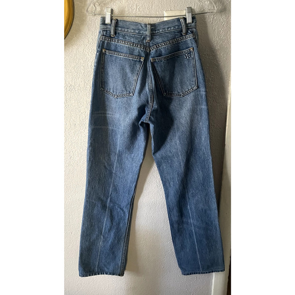 Tory Burch Mid Rise Slim Straight Jeans Blue Denim 100% Cotton Size 25 - Picture 7 of 7